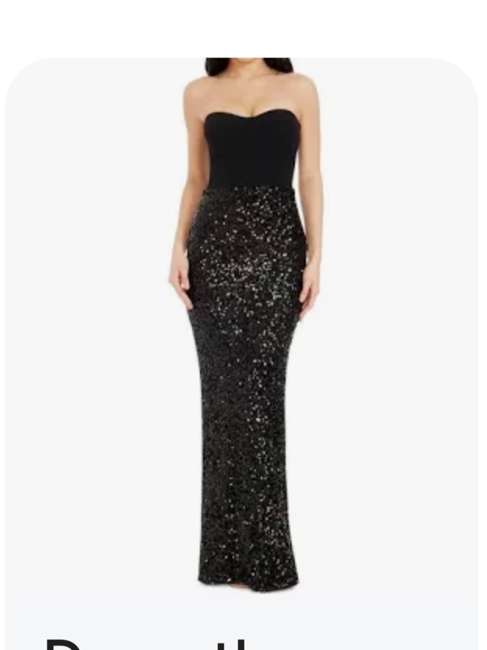 Dress the population Strapless Black Sequin Evening Gown xs
